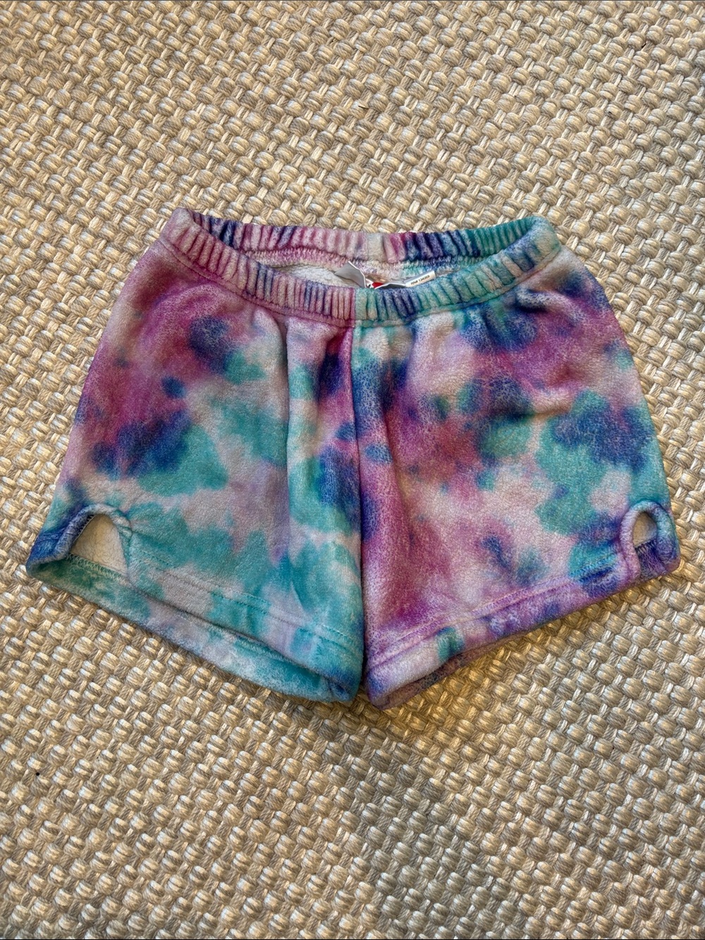 Kids Tie-Dye Fleece Shorts - Purple & Teal